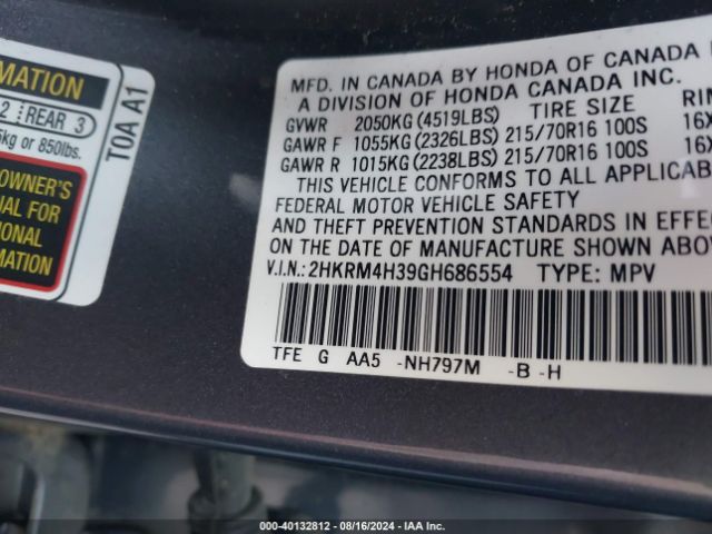 Photo 8 VIN: 2HKRM4H39GH686554 - HONDA CR-V 