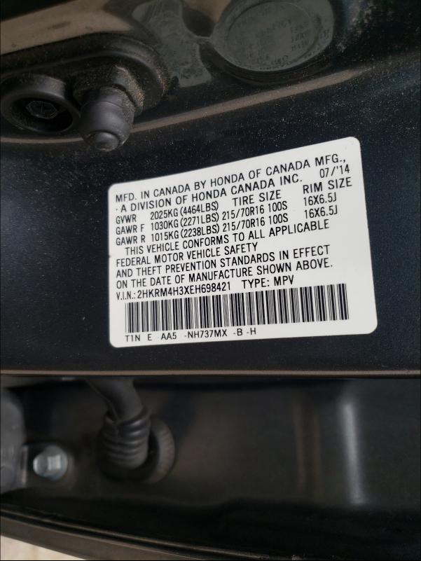 Photo 9 VIN: 2HKRM4H3XEH698421 - HONDA CR-V LX 