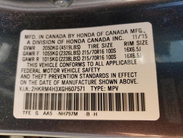 Photo 12 VIN: 2HKRM4H3XGH607571 - HONDA CR-V LX 