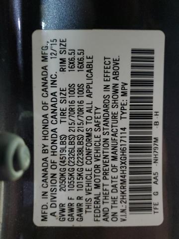 Photo 12 VIN: 2HKRM4H3XGH617114 - HONDA CRV 