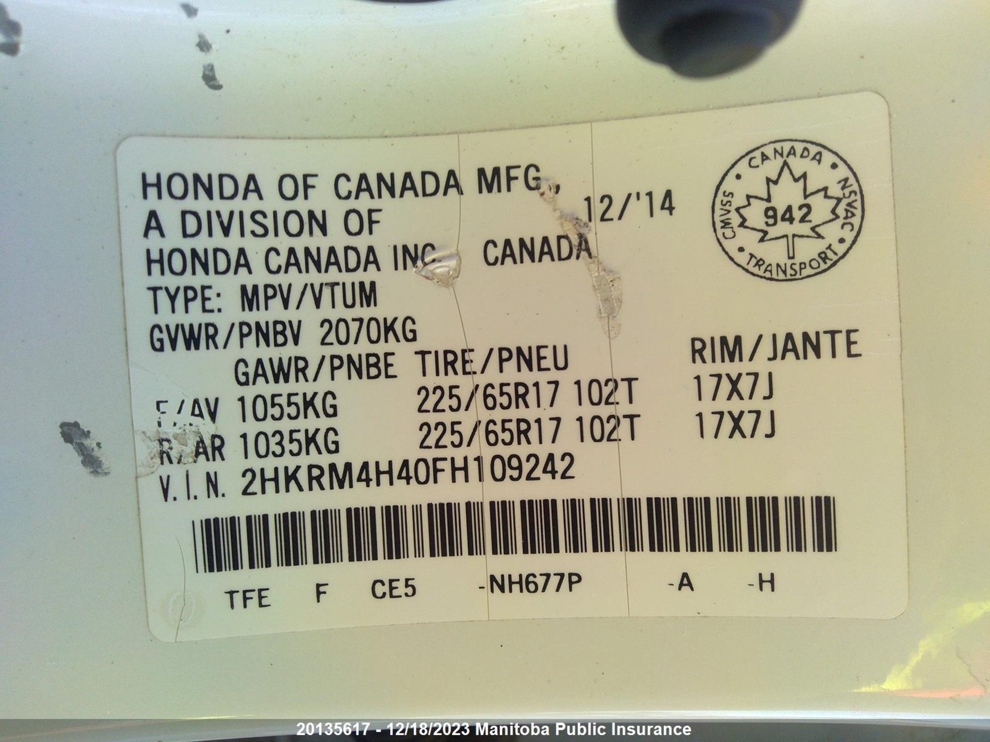 Photo 8 VIN: 2HKRM4H40FH109242 - HONDA CR-V 