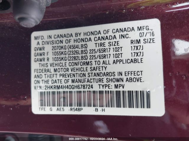 Photo 8 VIN: 2HKRM4H40GH678724 - HONDA CR-V 