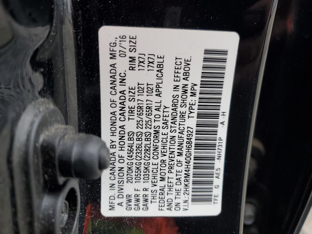 Photo 11 VIN: 2HKRM4H40GH684927 - HONDA CR-V 