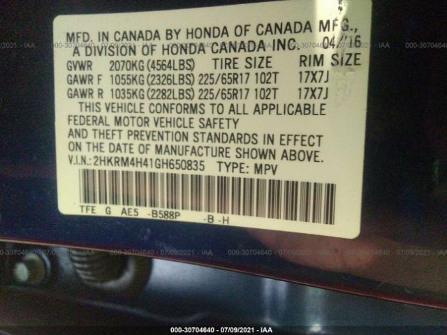 Photo 8 VIN: 2HKRM4H41GH650835 - HONDA CR-V 