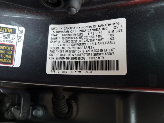 Photo 9 VIN: 2HKRM4H42GH636099 - HONDA CR-V 