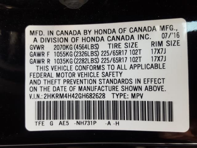 Photo 9 VIN: 2HKRM4H42GH682628 - HONDA CR-V SE 