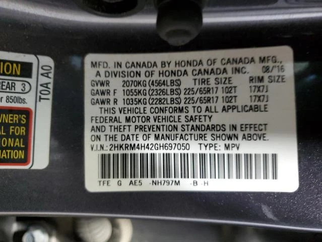 Photo 13 VIN: 2HKRM4H42GH697050 - HONDA CR-V SE 