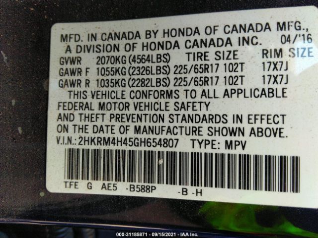 Photo 8 VIN: 2HKRM4H45GH654807 - HONDA CR-V 