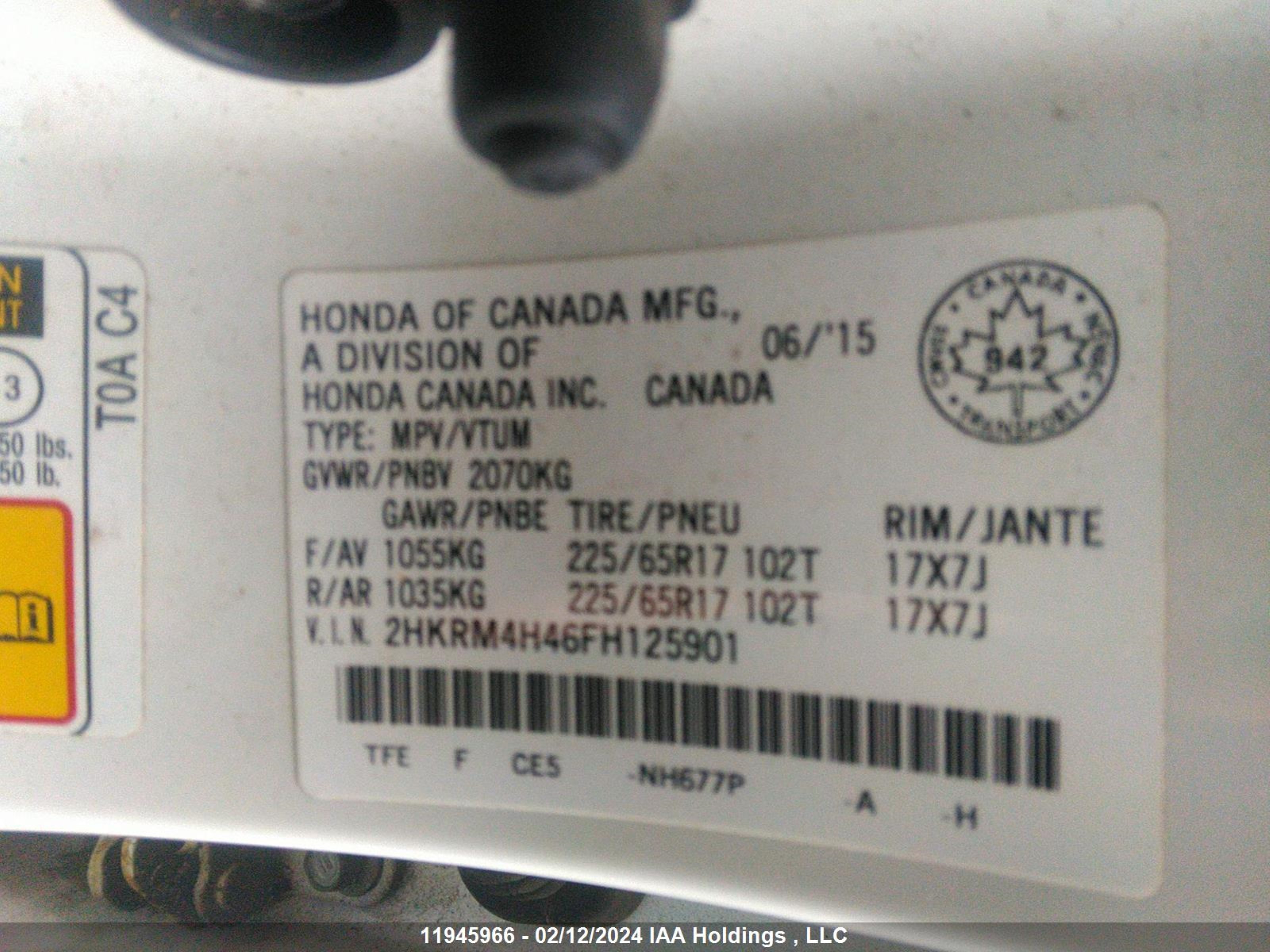 Photo 8 VIN: 2HKRM4H46FH125901 - HONDA CR-V 