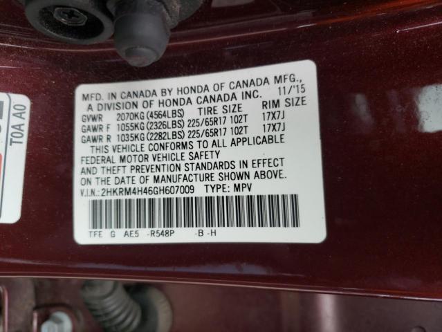 Photo 9 VIN: 2HKRM4H46GH607009 - HONDA CR-V SE 