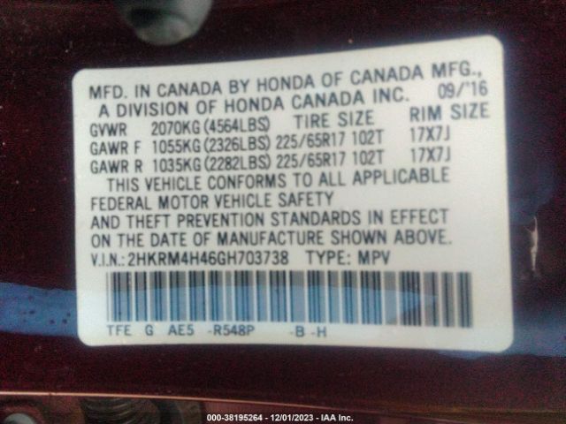 Photo 8 VIN: 2HKRM4H46GH703738 - HONDA CR-V 