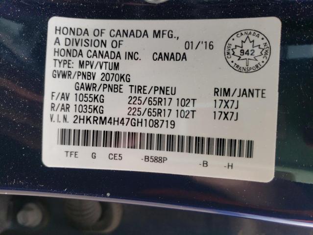 Photo 9 VIN: 2HKRM4H47GH108719 - HONDA CR-V SE 