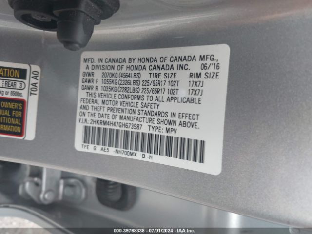 Photo 8 VIN: 2HKRM4H47GH673987 - HONDA CR-V 