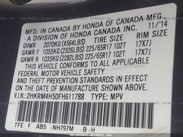 Photo 8 VIN: 2HKRM4H50FH611788 - HONDA CR-V 