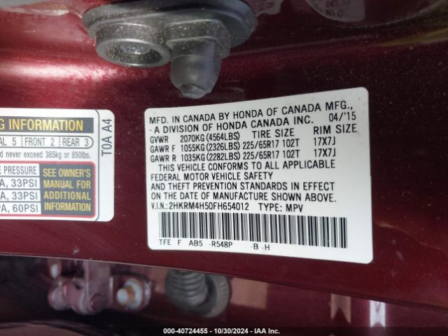 Photo 8 VIN: 2HKRM4H50FH654012 - HONDA CR-V 