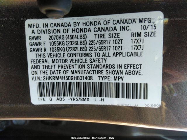 Photo 8 VIN: 2HKRM4H50GH601408 - HONDA CR-V 