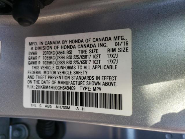 Photo 9 VIN: 2HKRM4H50GH649409 - HONDA CR-V EX 