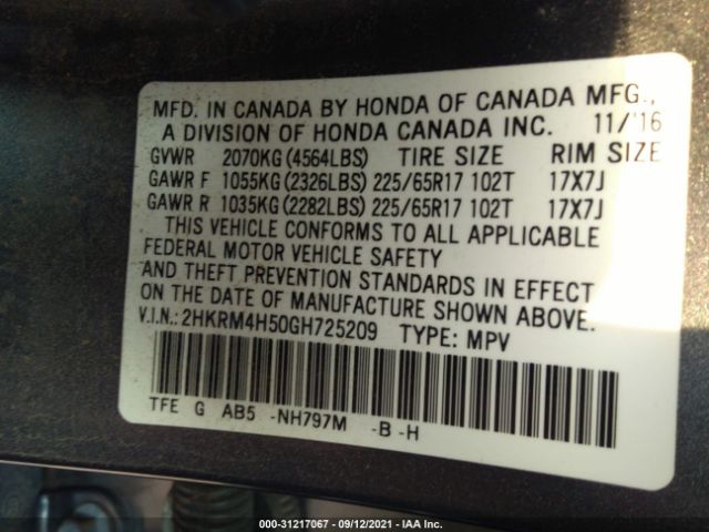 Photo 8 VIN: 2HKRM4H50GH725209 - HONDA CR-V 