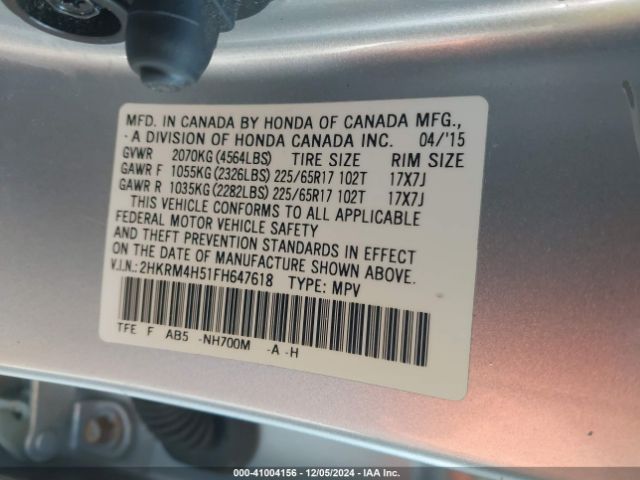 Photo 8 VIN: 2HKRM4H51FH647618 - HONDA CR-V 