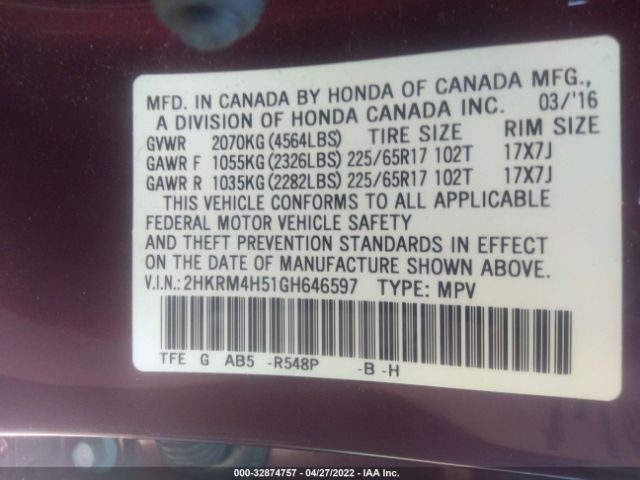 Photo 8 VIN: 2HKRM4H51GH646597 - HONDA CR-V 