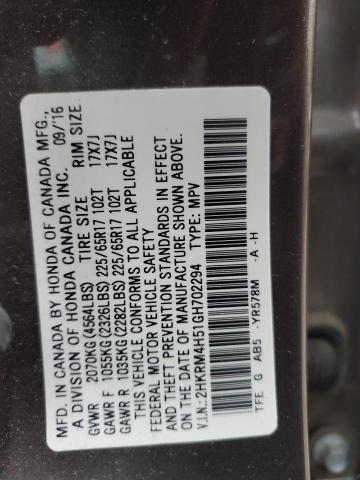 Photo 12 VIN: 2HKRM4H51GH702294 - HONDA CRV 