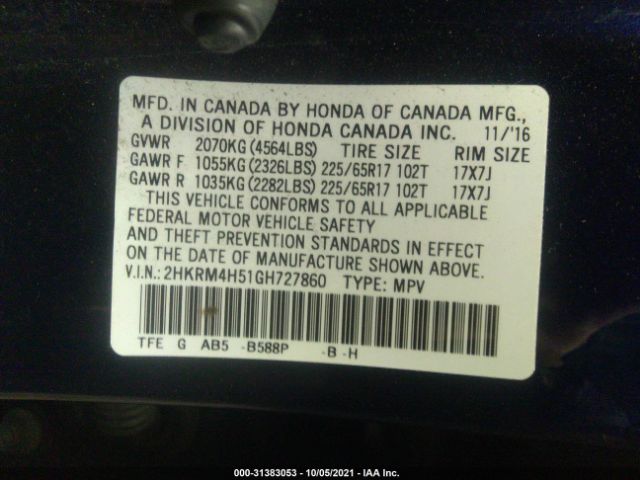 Photo 8 VIN: 2HKRM4H51GH727860 - HONDA CR-V 