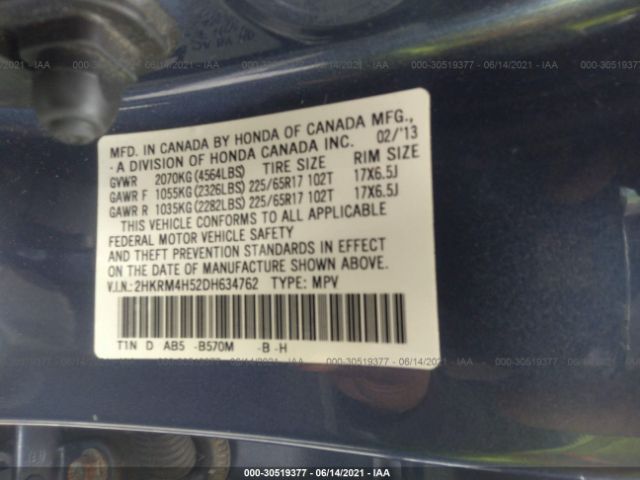 Photo 8 VIN: 2HKRM4H52DH634762 - HONDA CR-V 