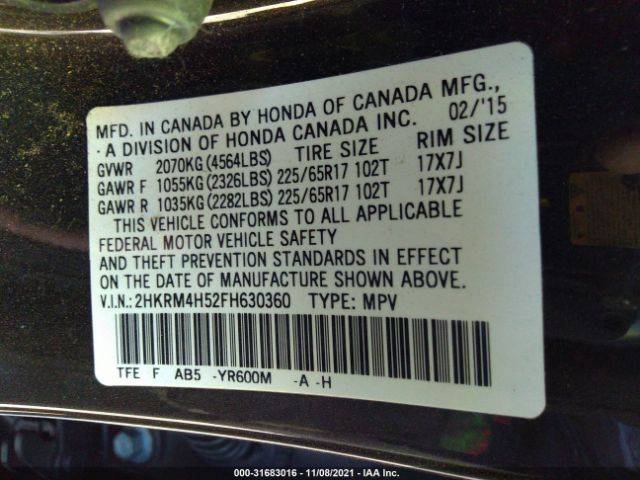 Photo 8 VIN: 2HKRM4H52FH630360 - HONDA CR-V 