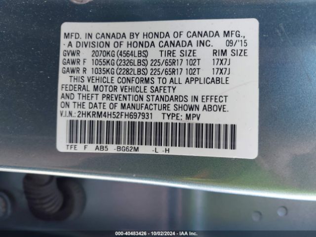 Photo 8 VIN: 2HKRM4H52FH697931 - HONDA CR-V 