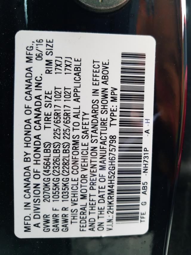 Photo 9 VIN: 2HKRM4H52GH675798 - HONDA CR-V EX 