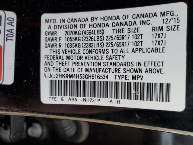 Photo 11 VIN: 2HKRM4H53GH616534 - HONDA CRV 