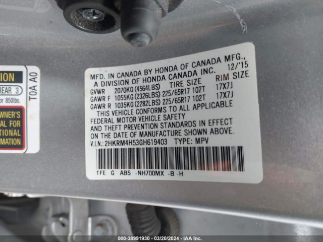 Photo 8 VIN: 2HKRM4H53GH619403 - HONDA CR-V 