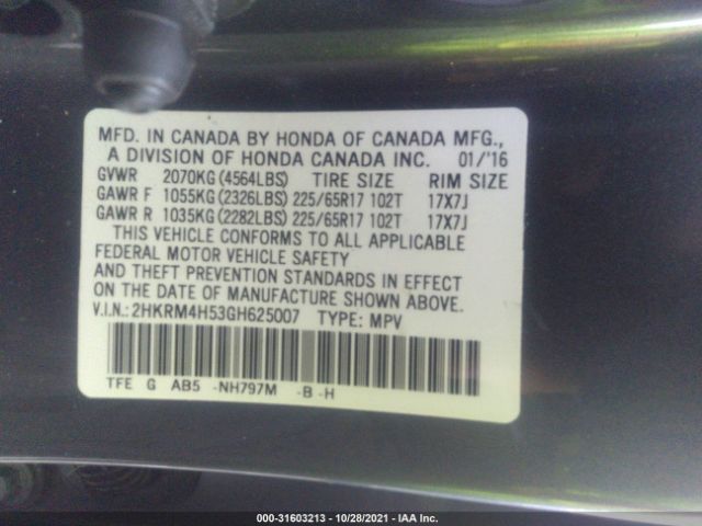 Photo 8 VIN: 2HKRM4H53GH625007 - HONDA CR-V 