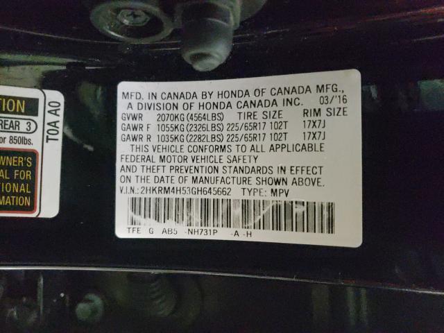 Photo 9 VIN: 2HKRM4H53GH645662 - HONDA CR-V EX 