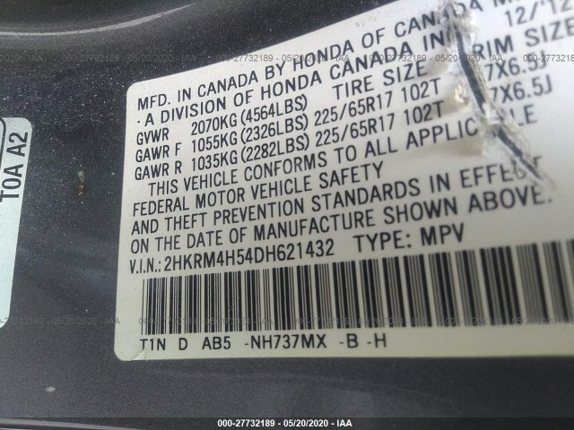 Photo 8 VIN: 2HKRM4H54DH621432 - HONDA CR-V 