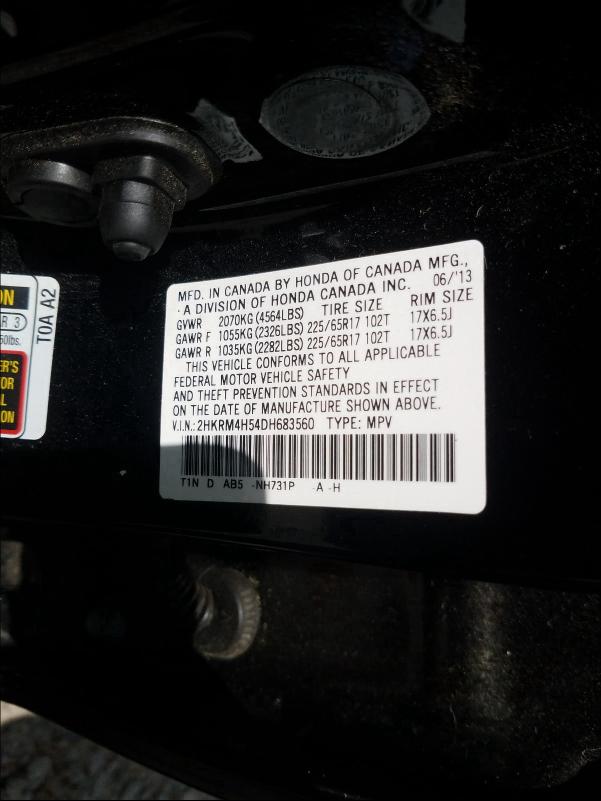 Photo 9 VIN: 2HKRM4H54DH683560 - HONDA CR-V EX 