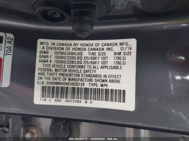 Photo 8 VIN: 2HKRM4H54EH650124 - HONDA CR-V 