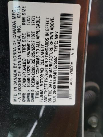 Photo 9 VIN: 2HKRM4H54FH675557 - HONDA CR-V EX 