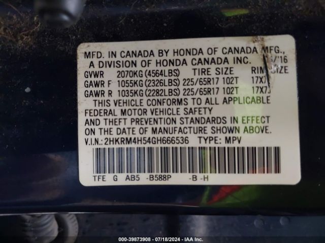 Photo 8 VIN: 2HKRM4H54GH666536 - HONDA CR-V 