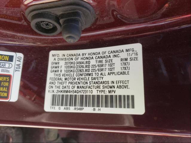 Photo 9 VIN: 2HKRM4H54GH723110 - HONDA CR-V EX 