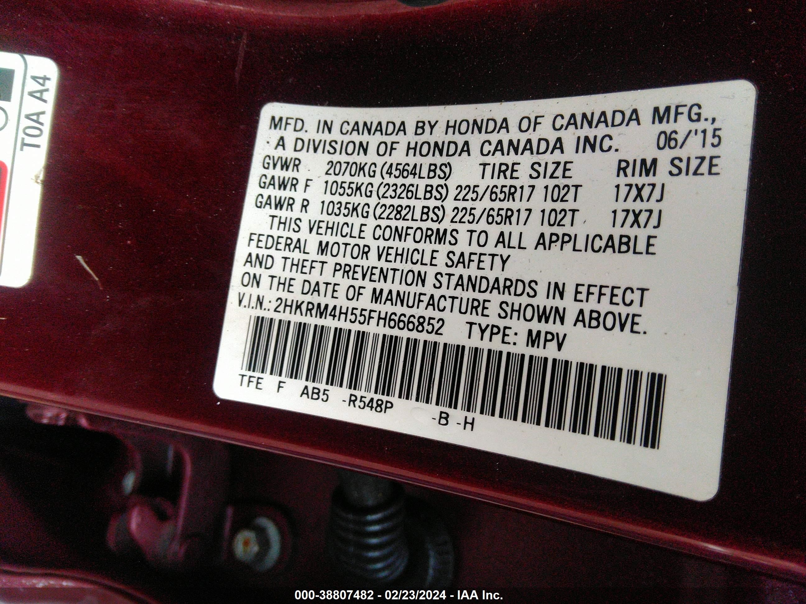 Photo 8 VIN: 2HKRM4H55FH666852 - HONDA CR-V 