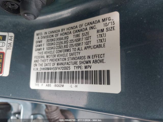 Photo 8 VIN: 2HKRM4H55FH705925 - HONDA CR-V 