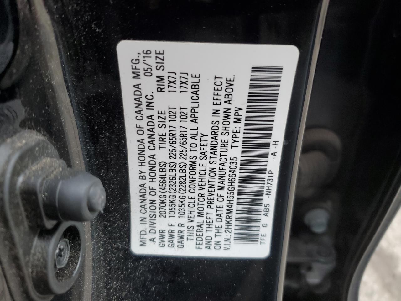 Photo 11 VIN: 2HKRM4H55GH664035 - HONDA CR-V 