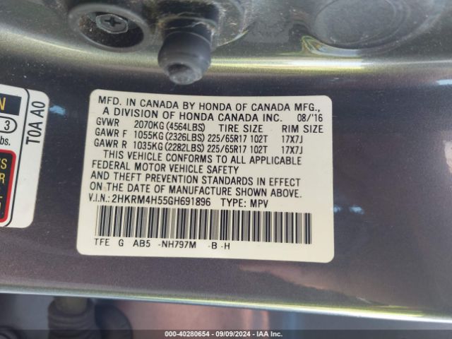 Photo 8 VIN: 2HKRM4H55GH691896 - HONDA CR-V 