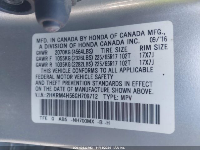 Photo 8 VIN: 2HKRM4H56GH709712 - HONDA CR-V 