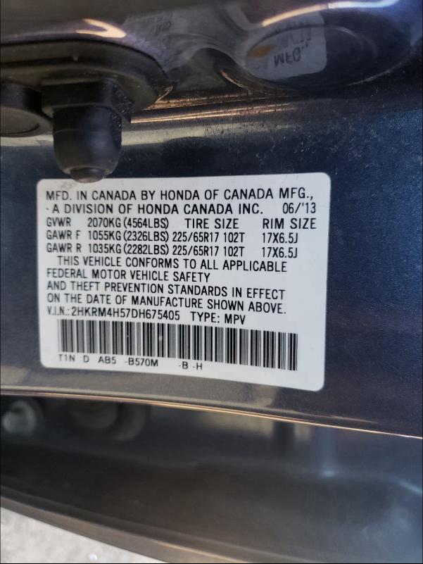 Photo 9 VIN: 2HKRM4H57DH675405 - HONDA CR-V EX 