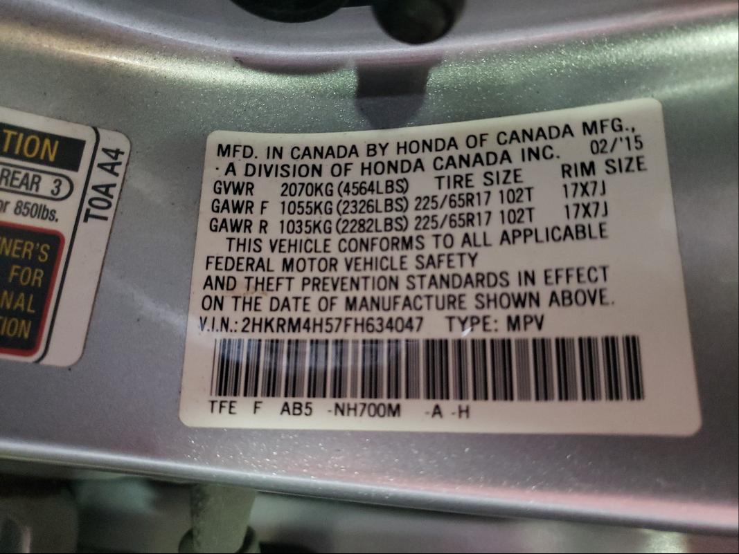 Photo 9 VIN: 2HKRM4H57FH634047 - HONDA CR-V EX 