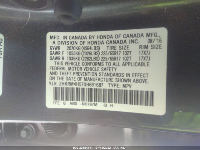 Photo 8 VIN: 2HKRM4H57GH691687 - HONDA CR-V 