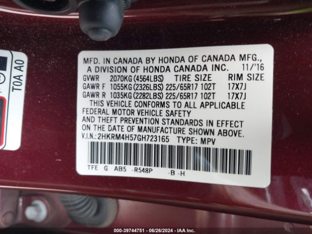 Photo 8 VIN: 2HKRM4H57GH723165 - HONDA CR-V 