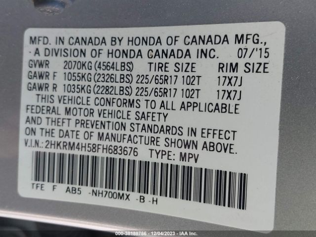 Photo 8 VIN: 2HKRM4H58FH683676 - HONDA CR-V 